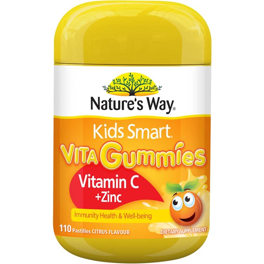 Natures Way Kids Smart Vita Gummies Vitamin C + Zinc Citrus Flavour Pastilles 110pack
