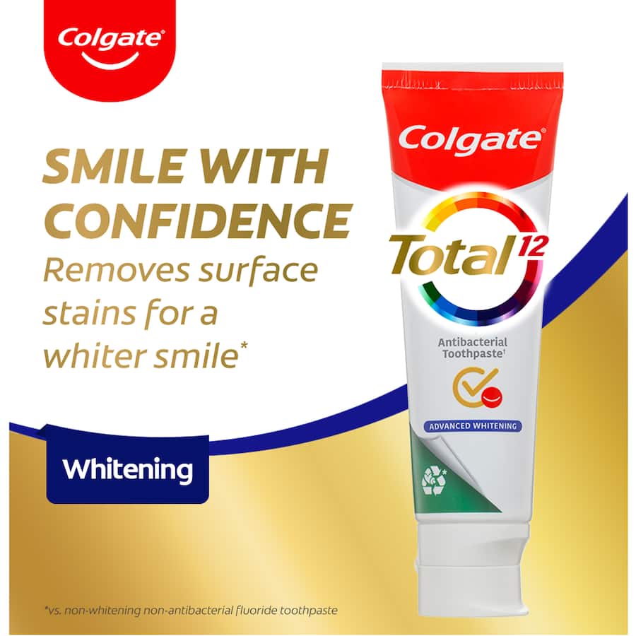 Colgate Total Antibacterial Toothpaste Whitening Tube 115g