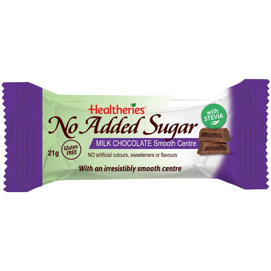 Healtheries Chocolate Bar Milk Choc No Added Sugar 21g