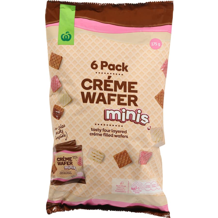 Woolworths Wafers Minis 175g 6pack