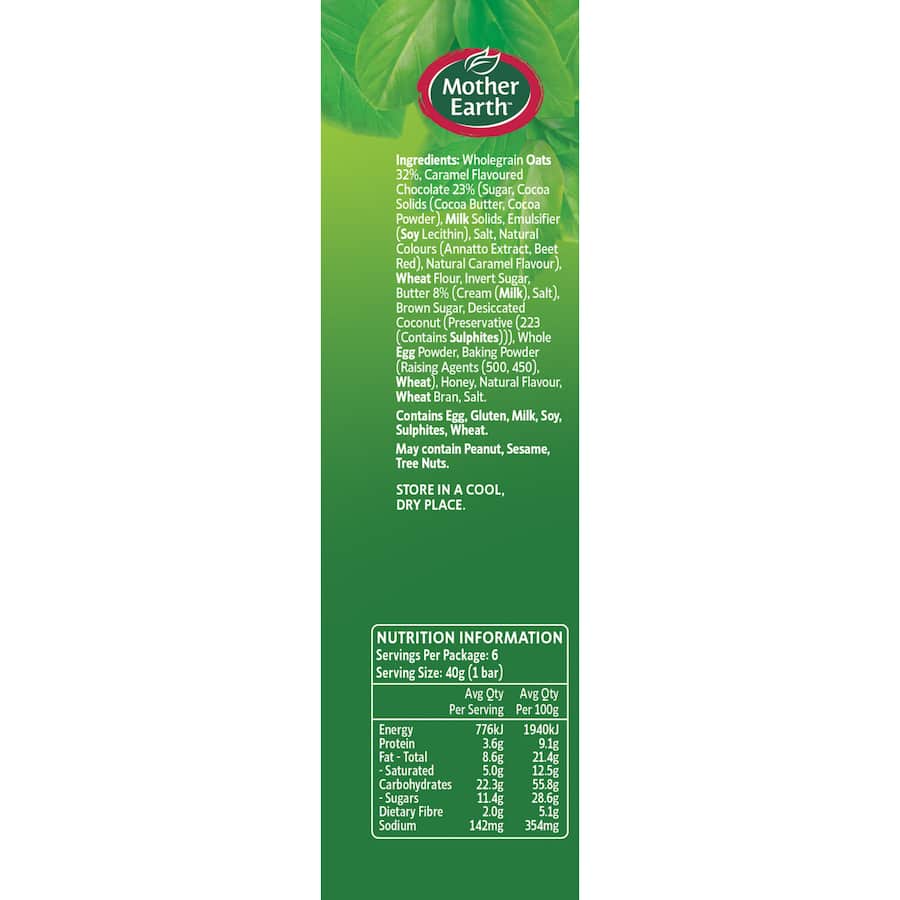 Mother Earth Oaty Slices Oat Bars Salted Caramel 6pk 240g