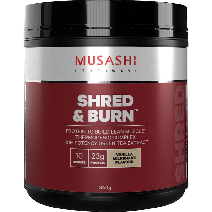 Musashi Shred & Burn Protein Powder Vanilla 340g