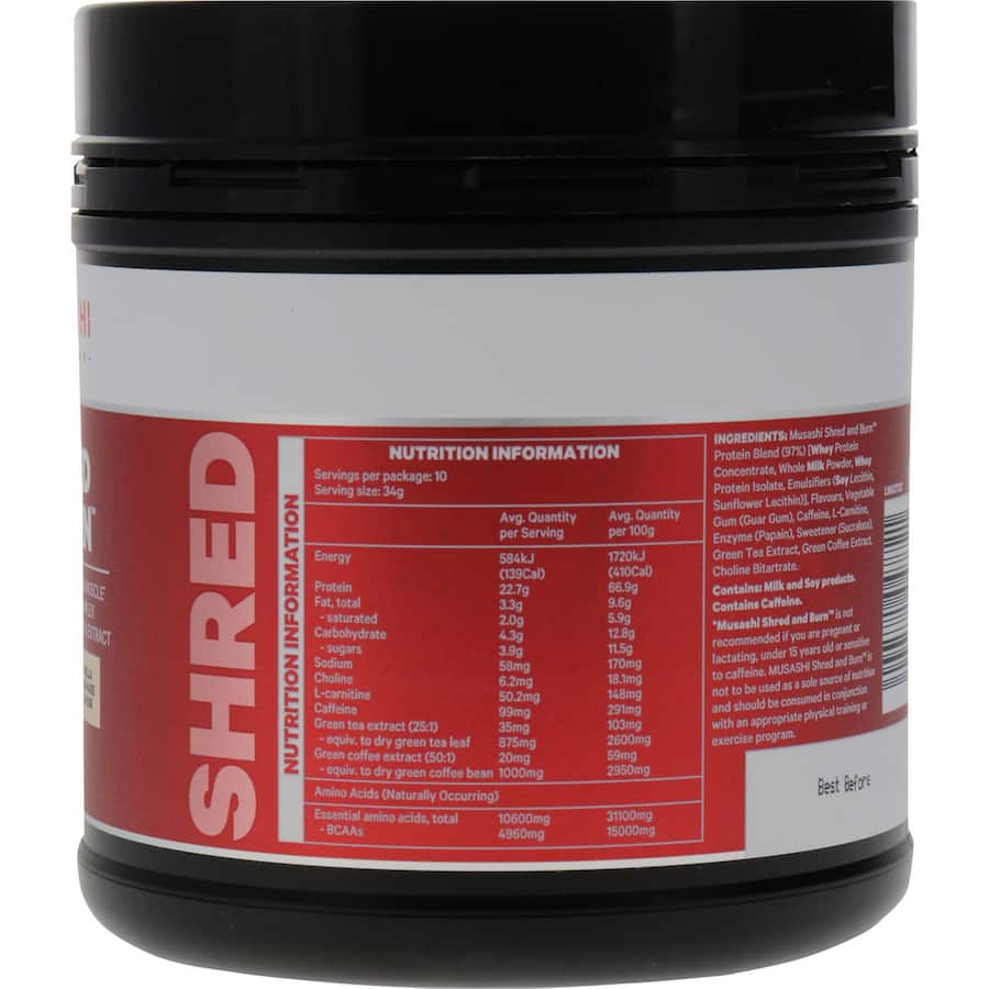 Musashi Shred & Burn Protein Powder Vanilla 340g