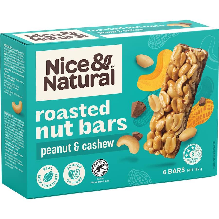 Nice & Natural Nut Bars Roasted Peanut & Cashew 6pk 192g