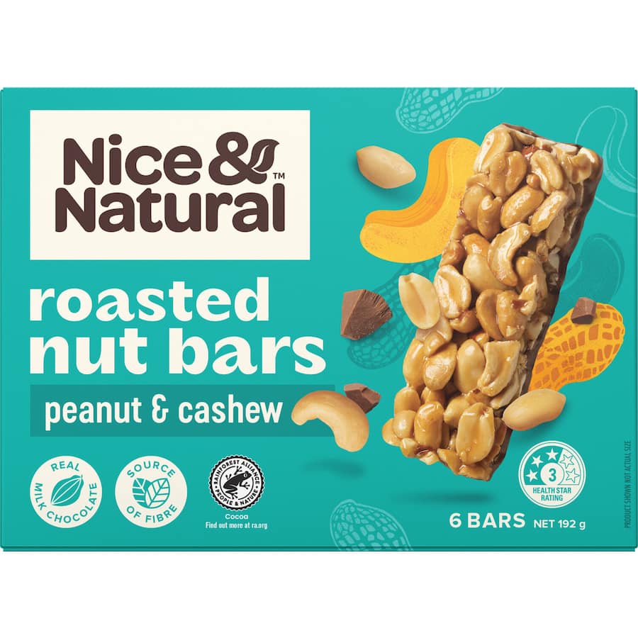 Nice & Natural Nut Bars Roasted Peanut & Cashew 6pk 192g