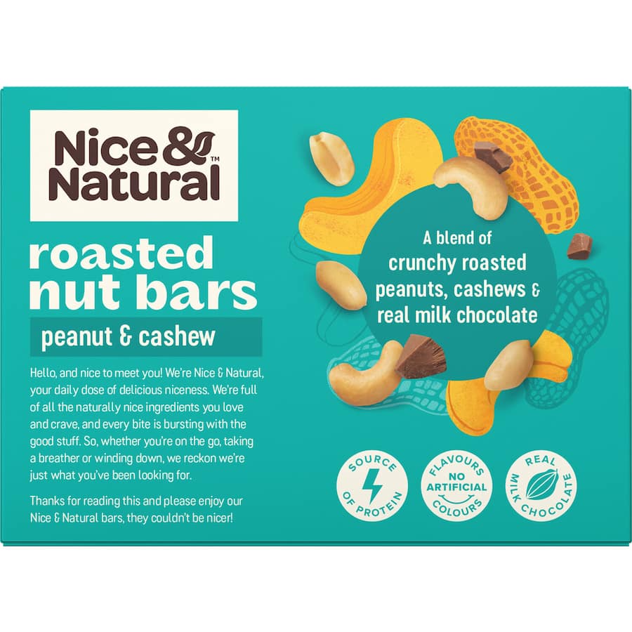 Nice & Natural Nut Bars Roasted Peanut & Cashew 6pk 192g