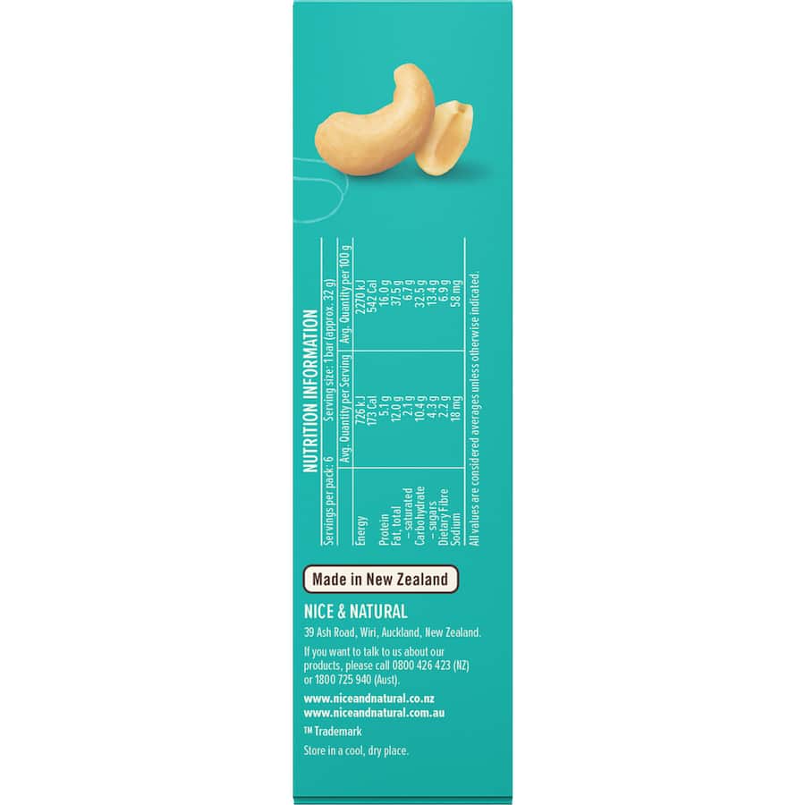 Nice & Natural Nut Bars Roasted Peanut & Cashew 6pk 192g