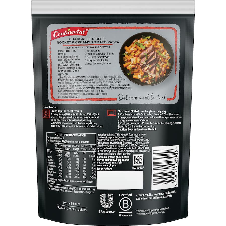 Continental Sensations Pasta & Sauce Tomato Parmesan & Basil 98g