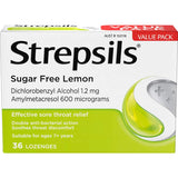 Strepsils Sugar Free Cough Throat Lozenges Lemon 36pack