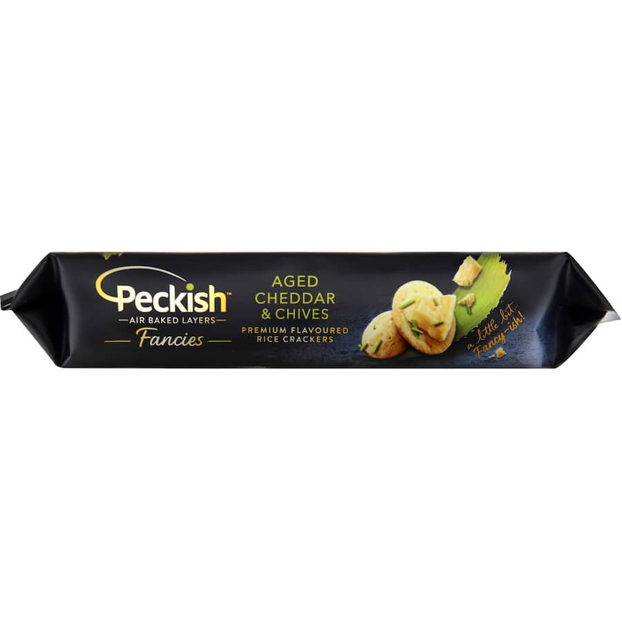 Peckish Fancies Rice Crackers Cheddar & Chives 90g