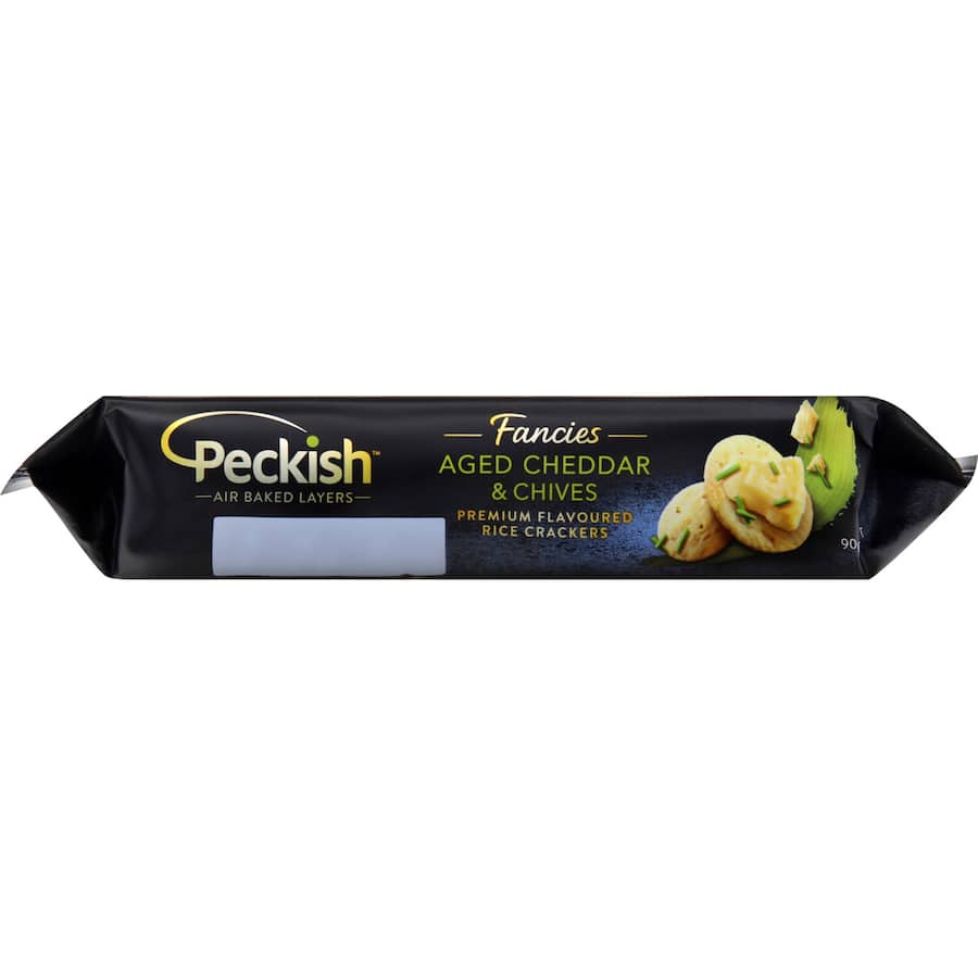Peckish Fancies Rice Crackers Cheddar & Chives 90g