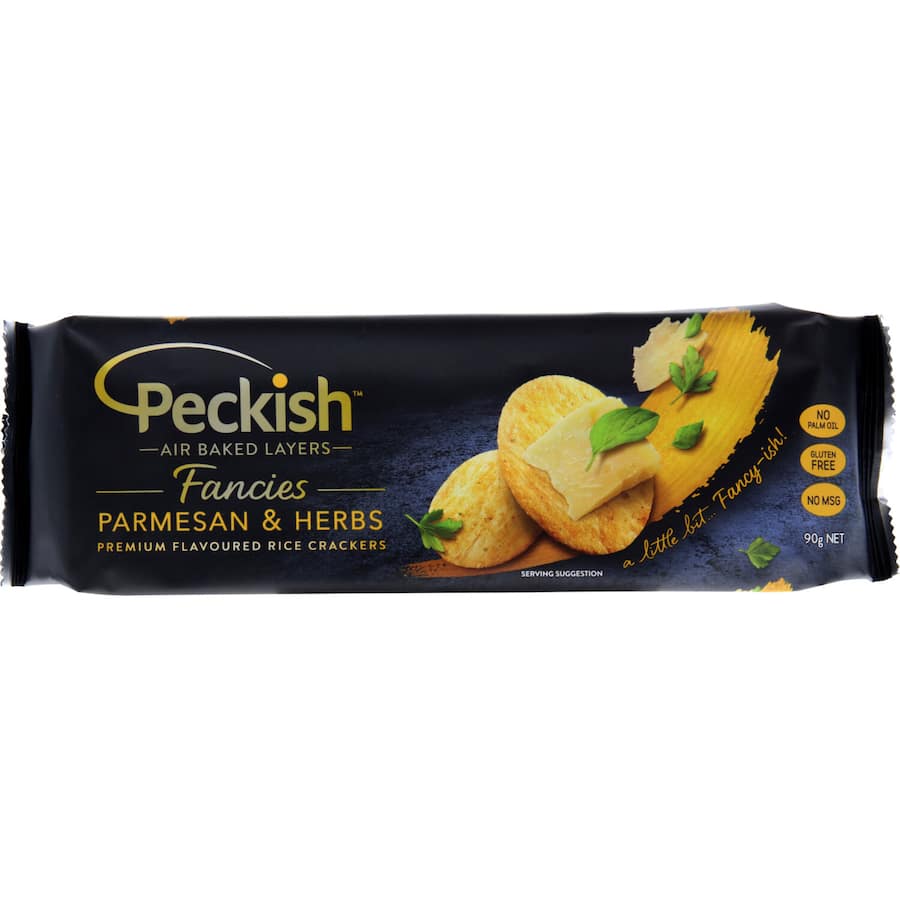 Peckish Fancies Rice Crackers Parmesan & Herb 90g
