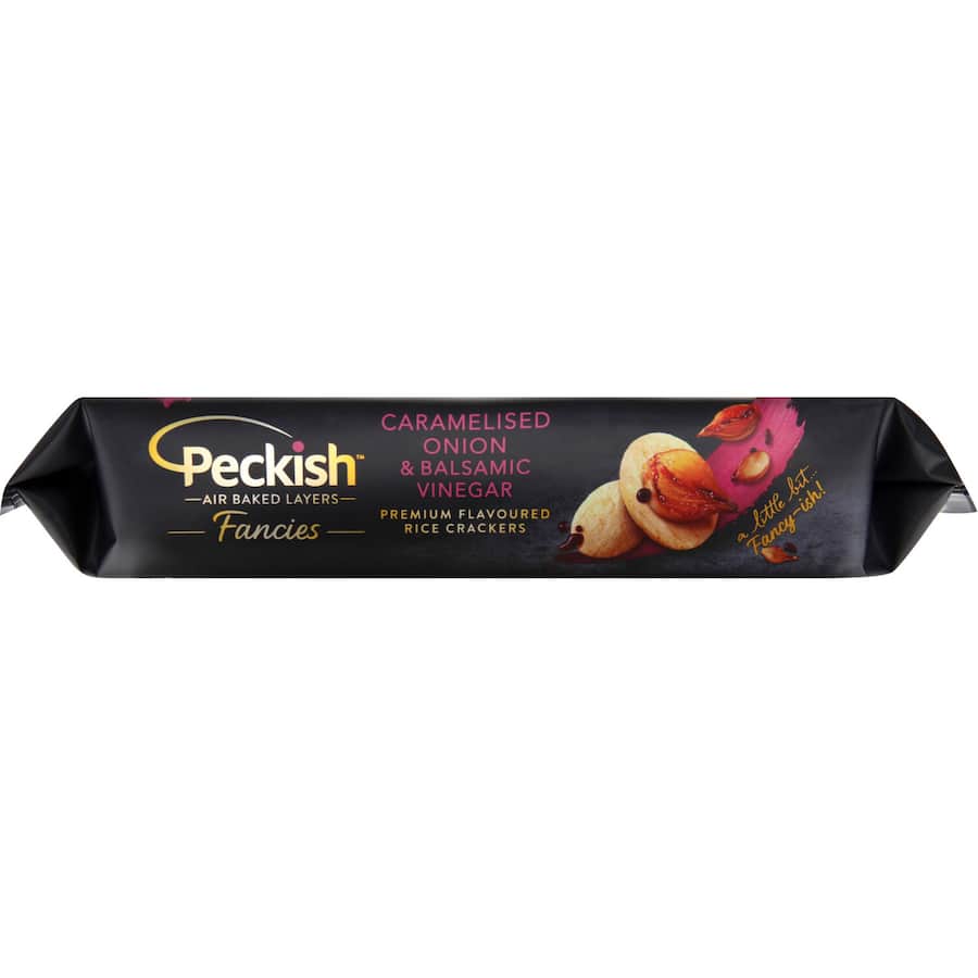Peckish Fancies Rice Crackers Caramelised Onion & Balsamic 90g