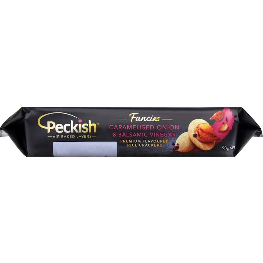 Peckish Fancies Rice Crackers Caramelised Onion & Balsamic 90g