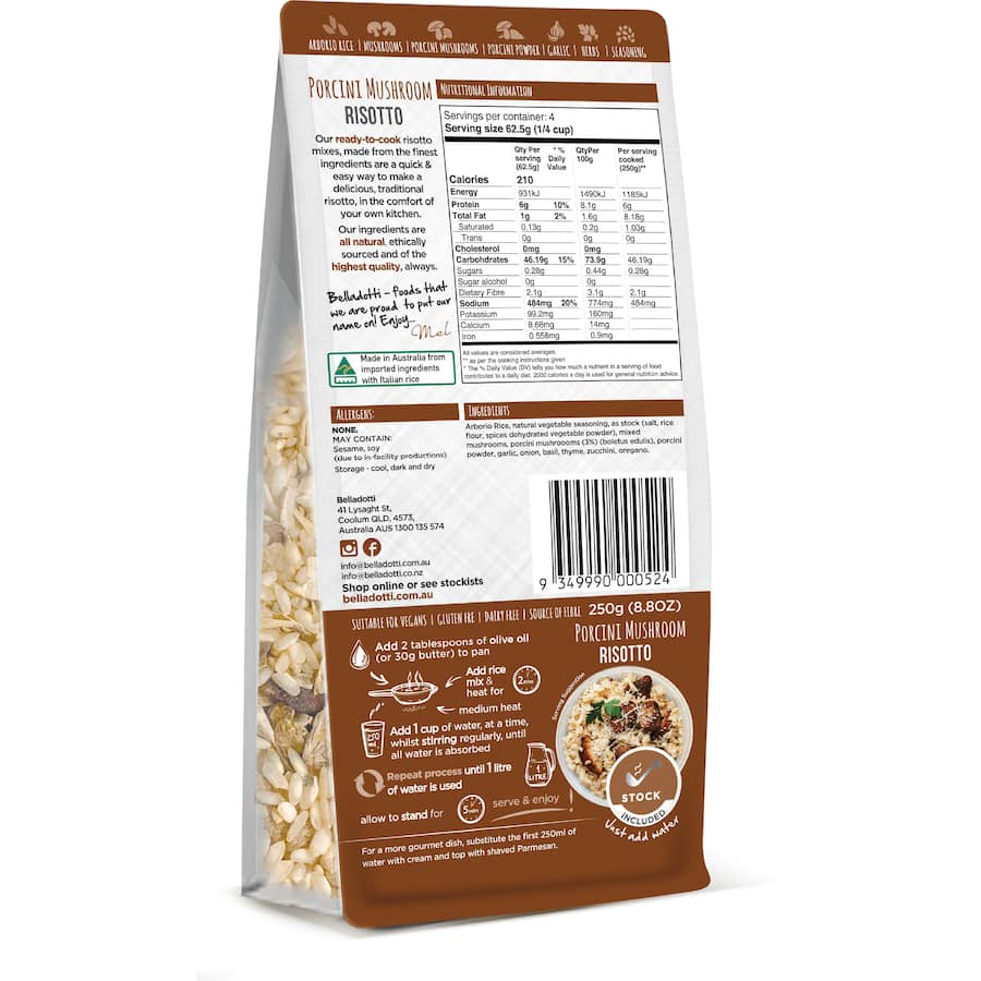 Belladotti Rice Risotto Mushroom With Porcini 250g