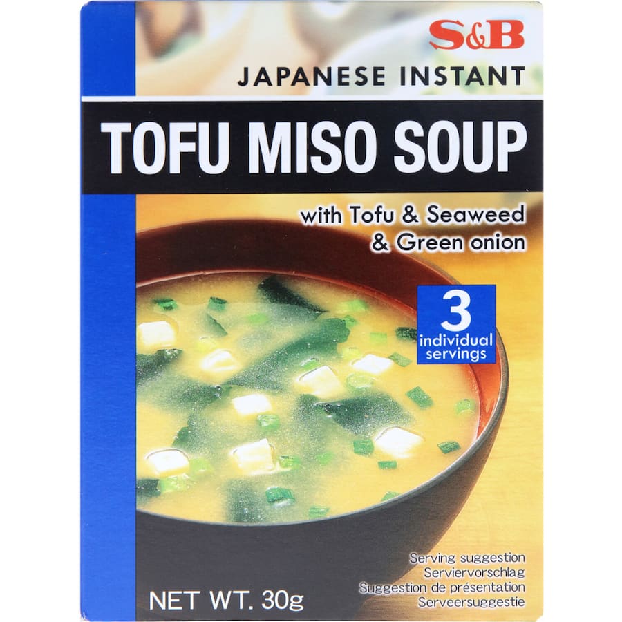 S & B Instant Miso Soup Tofu, Seaweed & Green Onion Box 30g
