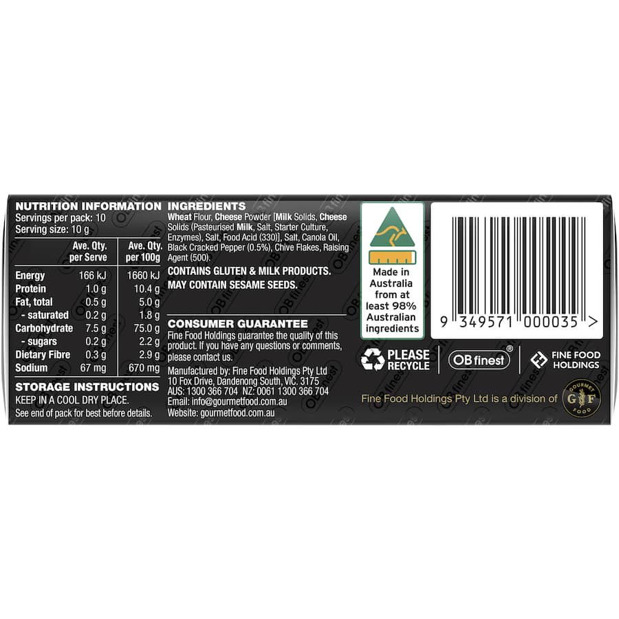Ob Finest Crackers Black Pepper Wafers 100g