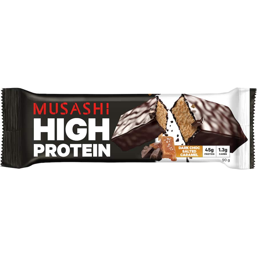 Musashi High Protein Bar Dark Chocolate Salted Caramel 90g