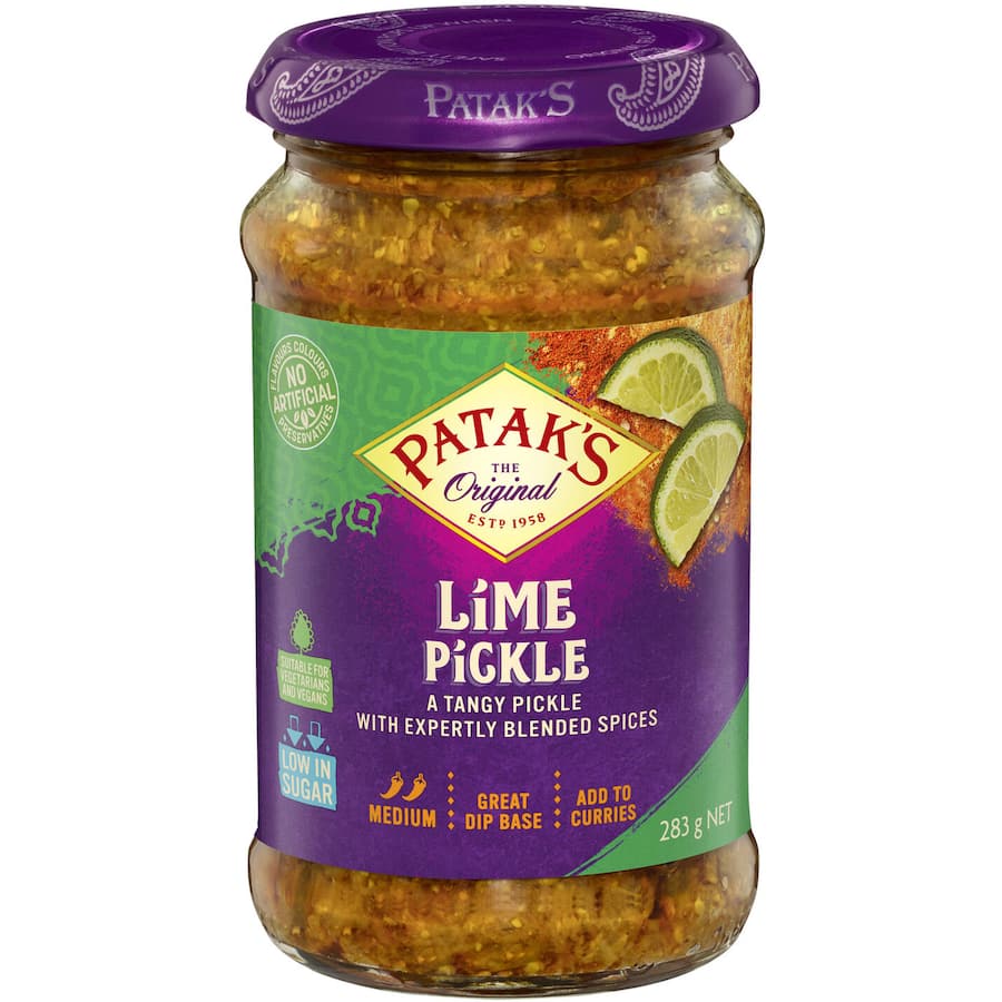 Pataks Pickles Tangy Lime Medium Jar 283g