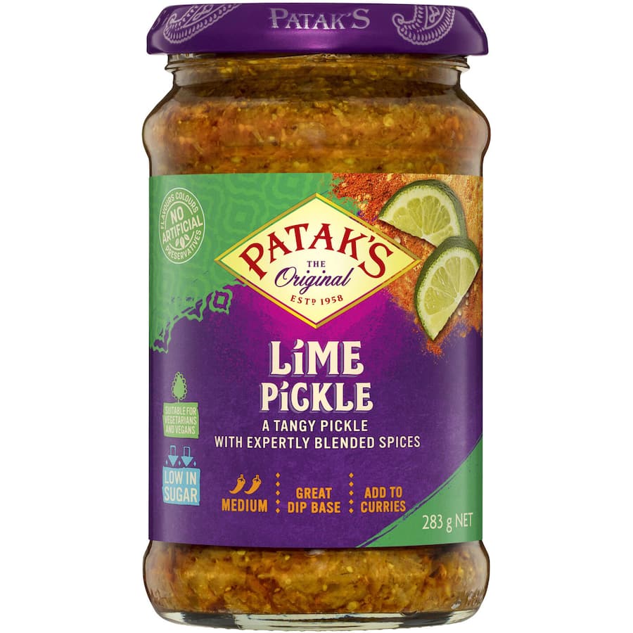 Pataks Pickles Tangy Lime Medium Jar 283g