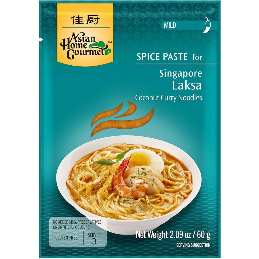 Asian Home Gourmet Spice Paste Singapore Laksa Coconut Curry Sachet 60g