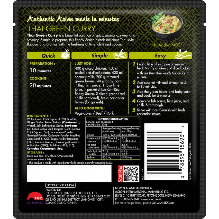Lee Kum Kee Simmer Sauce Thai Green Curry 120g
