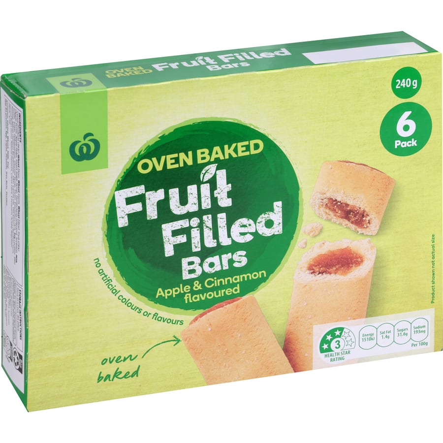 Woolworths Cereal Bars Apple & Cinnamon 6pk 240g