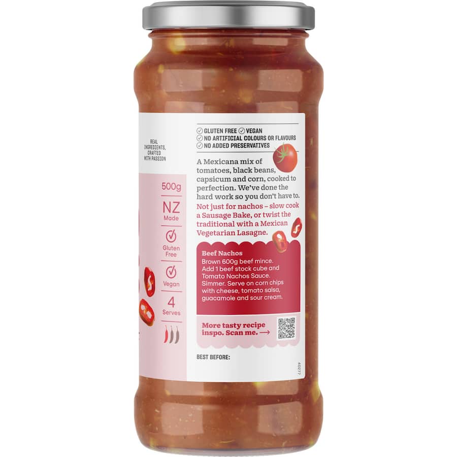 Barkers Meal Base NZ Tomato With Black Bean 500g