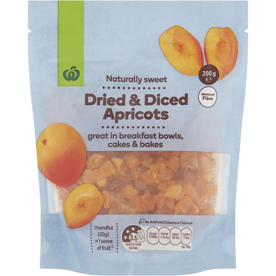 Woolworths Dried Apricots Diced 200g
