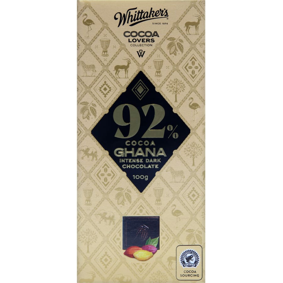 Whittakers Chocolate Cocoa Lovers Dark 92% Block 100g
