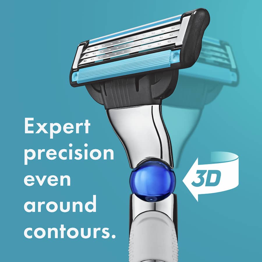 Gillette Mach 3 Turbo 3d Razor & 2 Refills 1pack