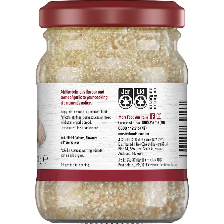 Masterfoods Garlic Finely Crushed Jar 170g