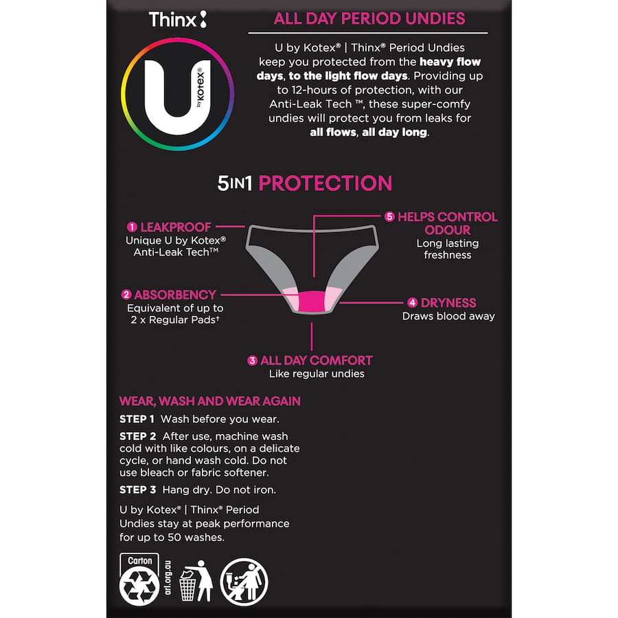 U By Kotex Period Undies Bikini Regular Size 12