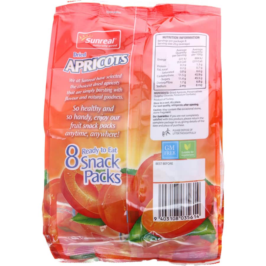 Sunreal Apricots 200g Snack Pack 8pack
