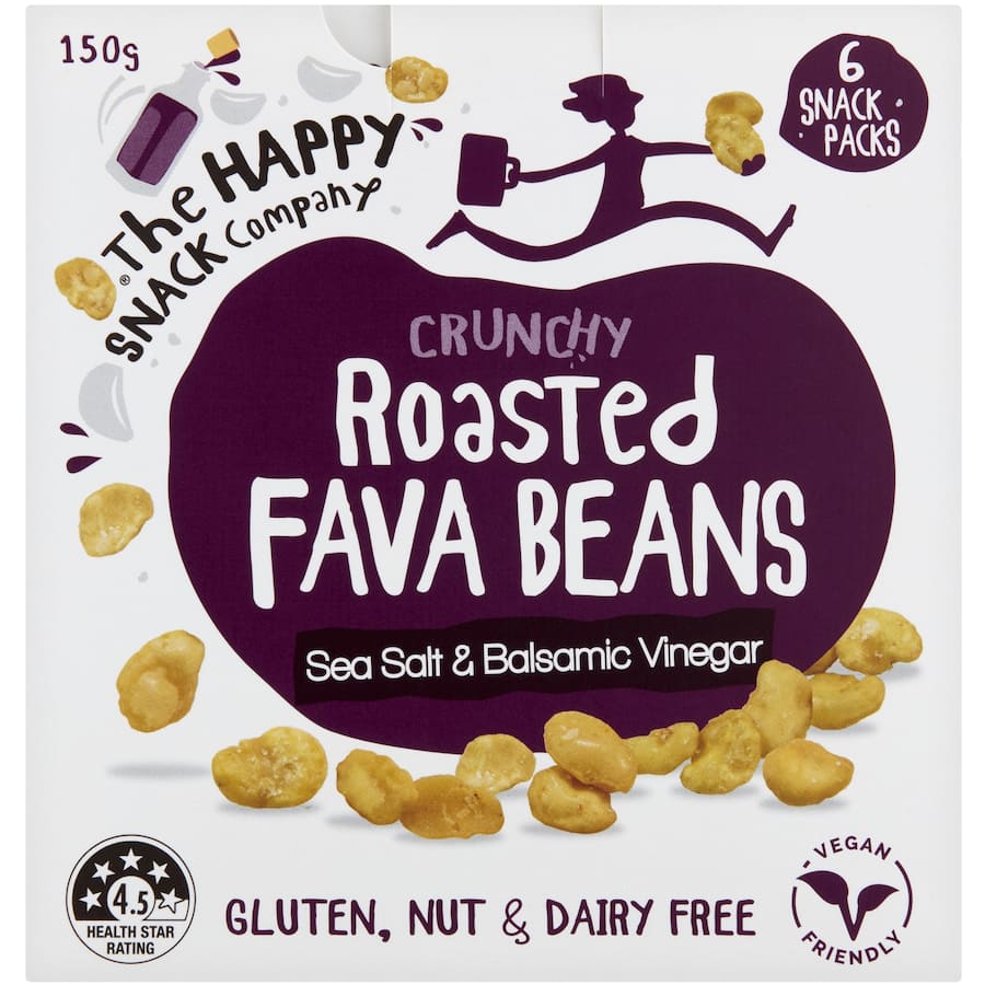 Happy Snack Fav Va Beans Bean Snacks Seasalt Balsamic Vinegar 6 x 25g pks