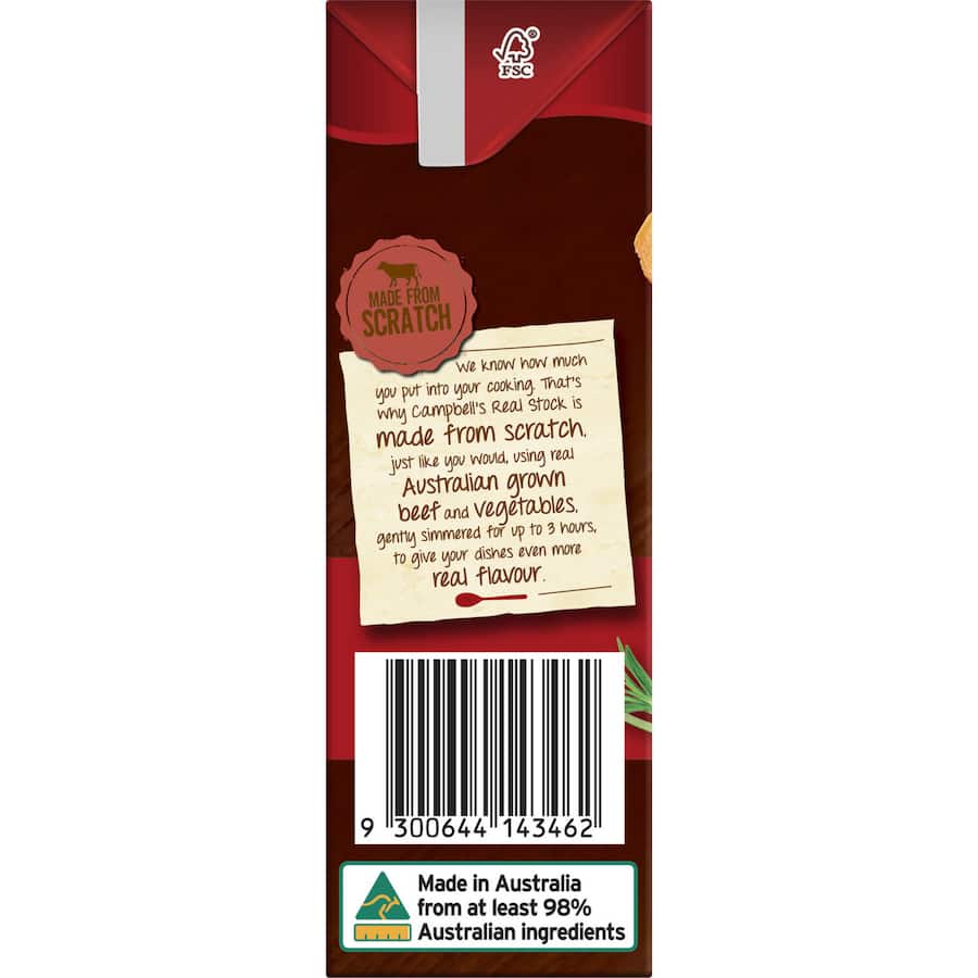 Campbells Real Stock Beef Stock Liquid Carton 500mL