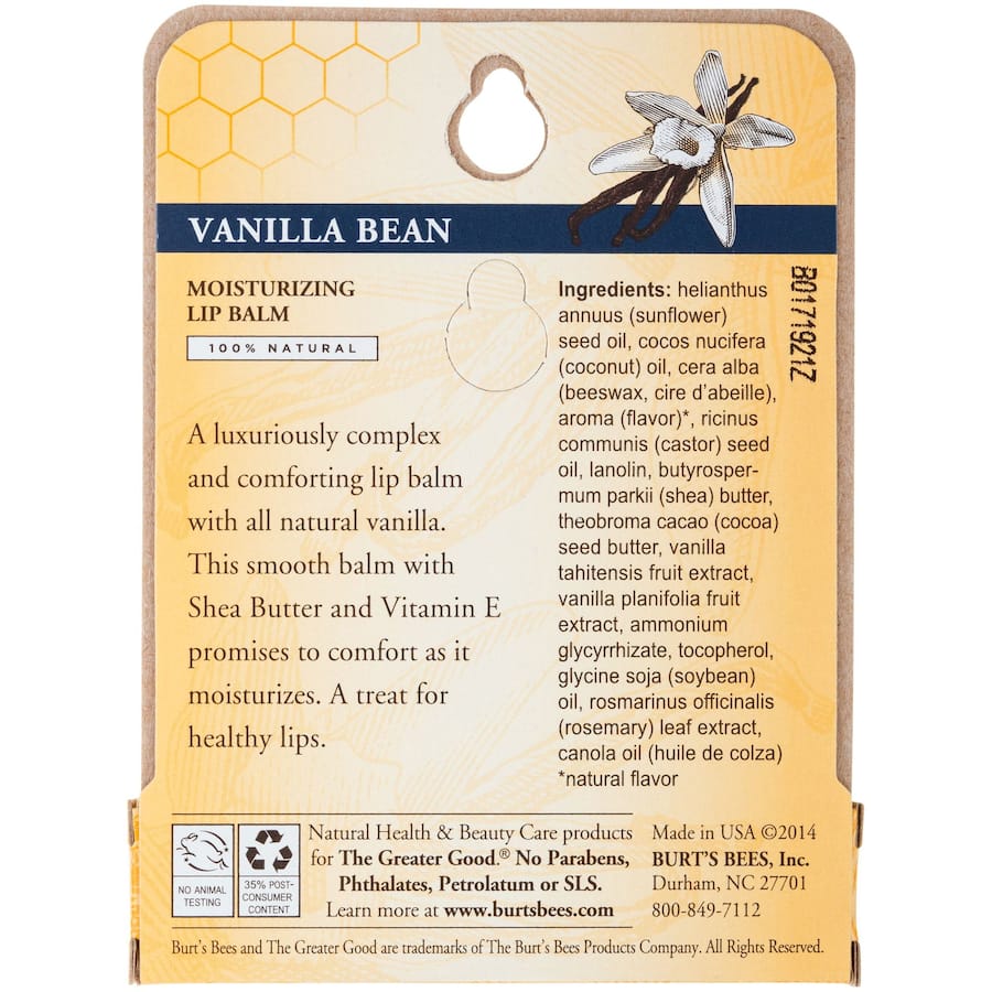 Burts Bees Lip Balm Vanilla Bean 4.25g