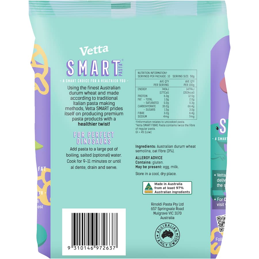 Vetta Smart Pasta Dinosaurs Shapes 500g