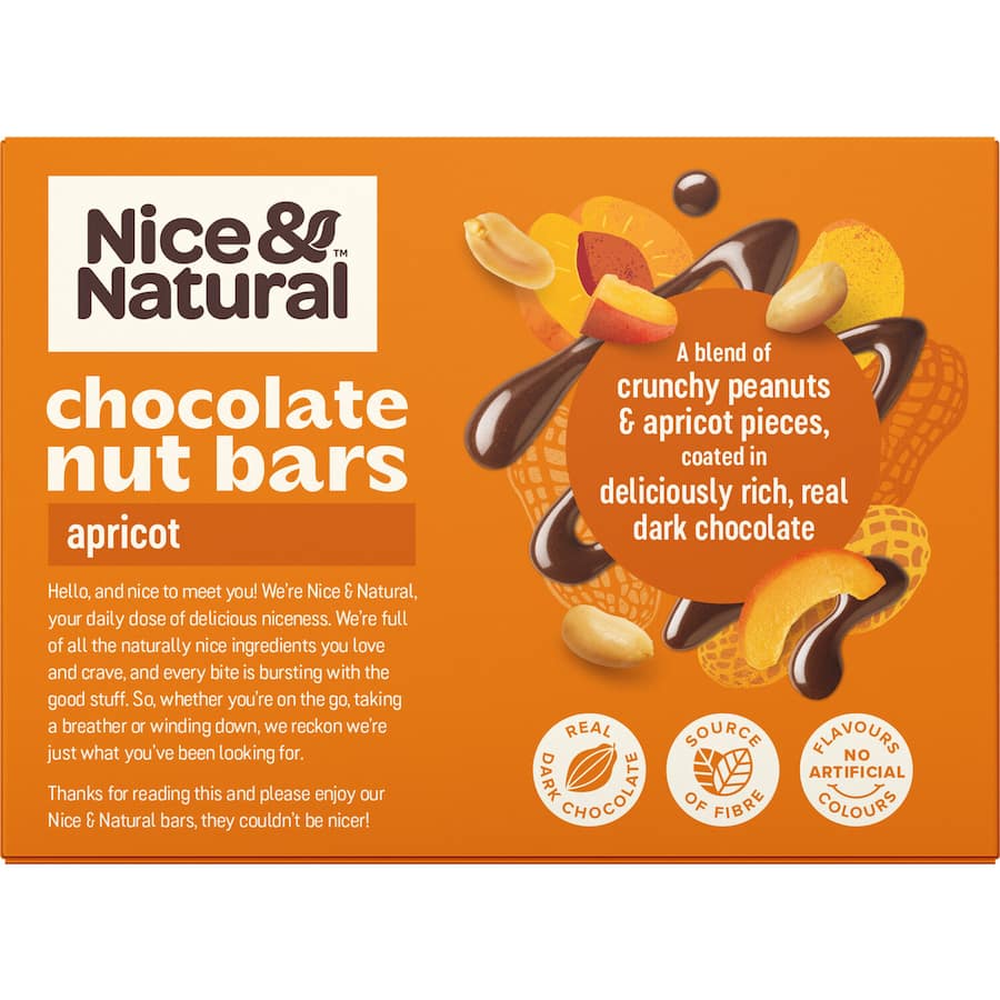 Nice & Natural Nut Bars Choc Apricot 6pk 180g