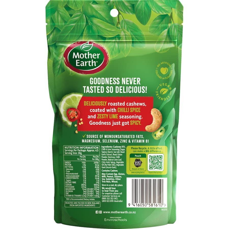 Mother Earth Premium Nut Chilli & Lime 140g