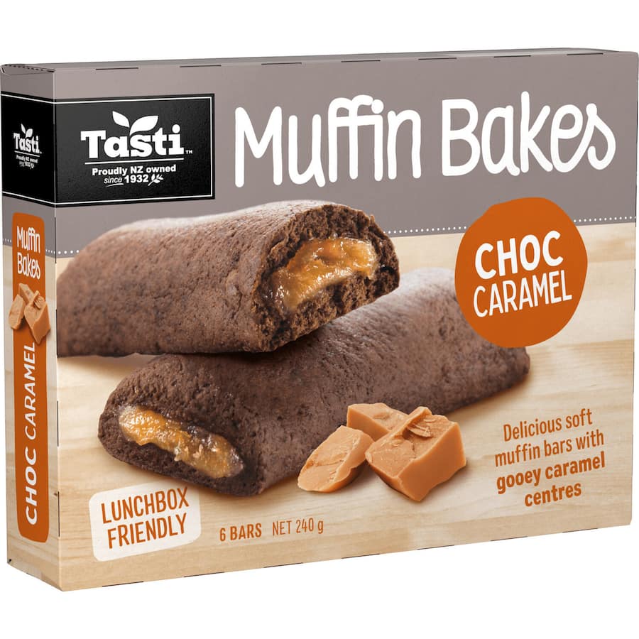 Tasti Muffin Bakes Cake Bars Choc Caramel 6pk 240g