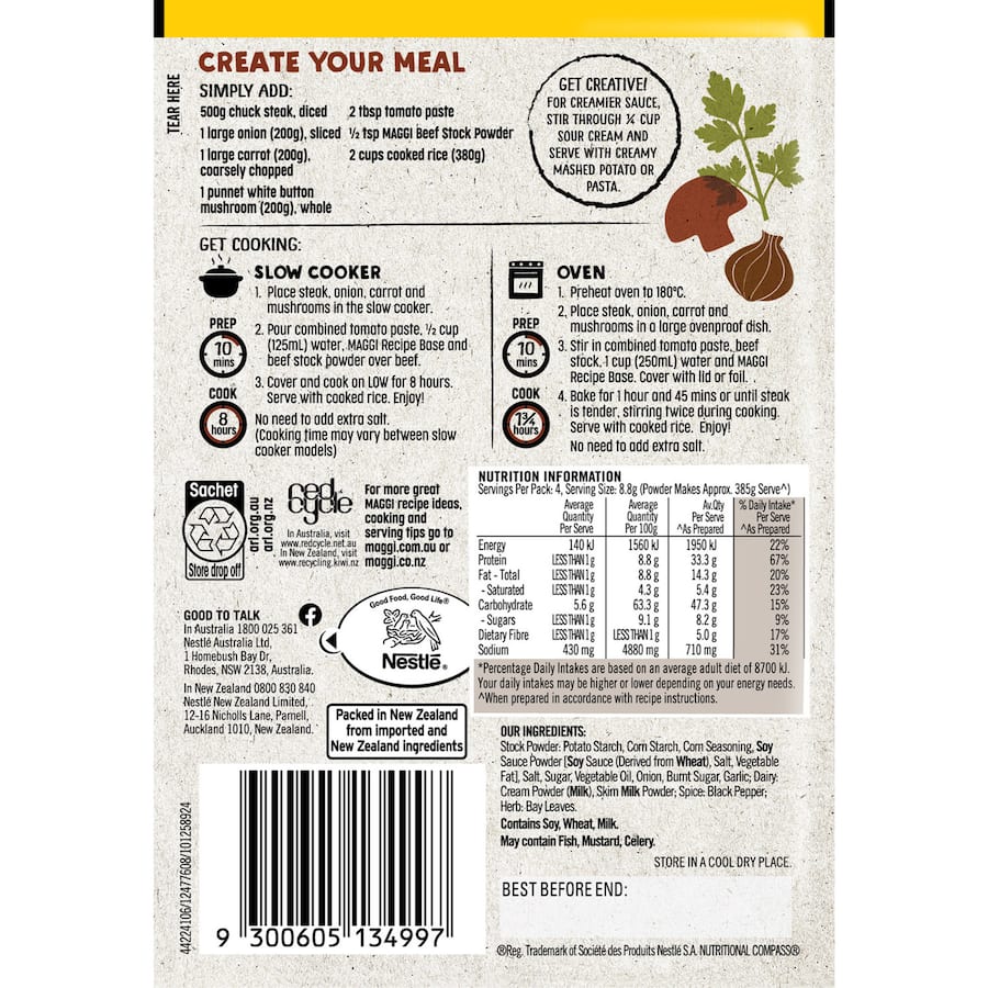 Maggi Slow Cooker Recipe Base Beef Casserole Sachet 35g