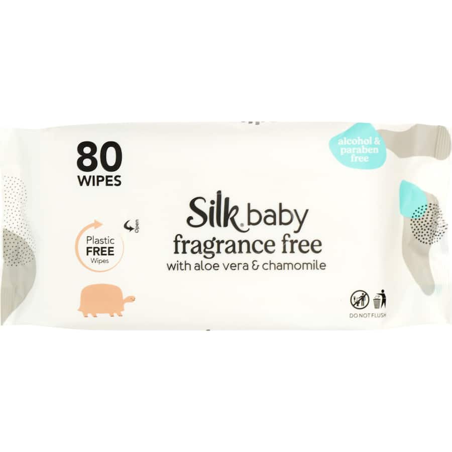 Silk Baby Wipes Plastic Free & Fragrance Free 80pack