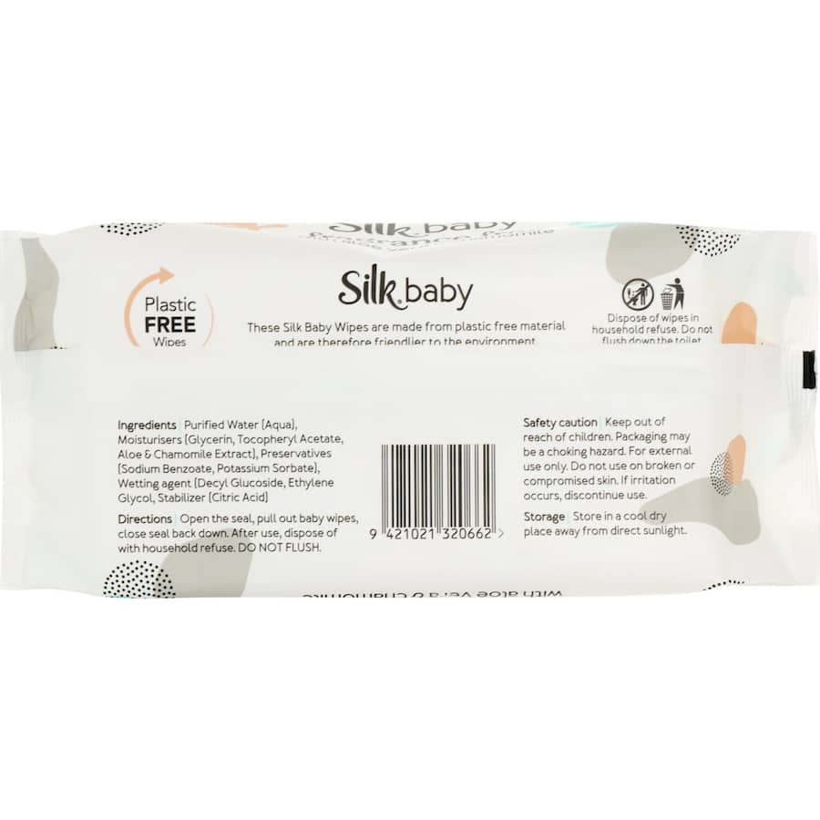 Silk Baby Wipes Plastic Free & Fragrance Free 80pack