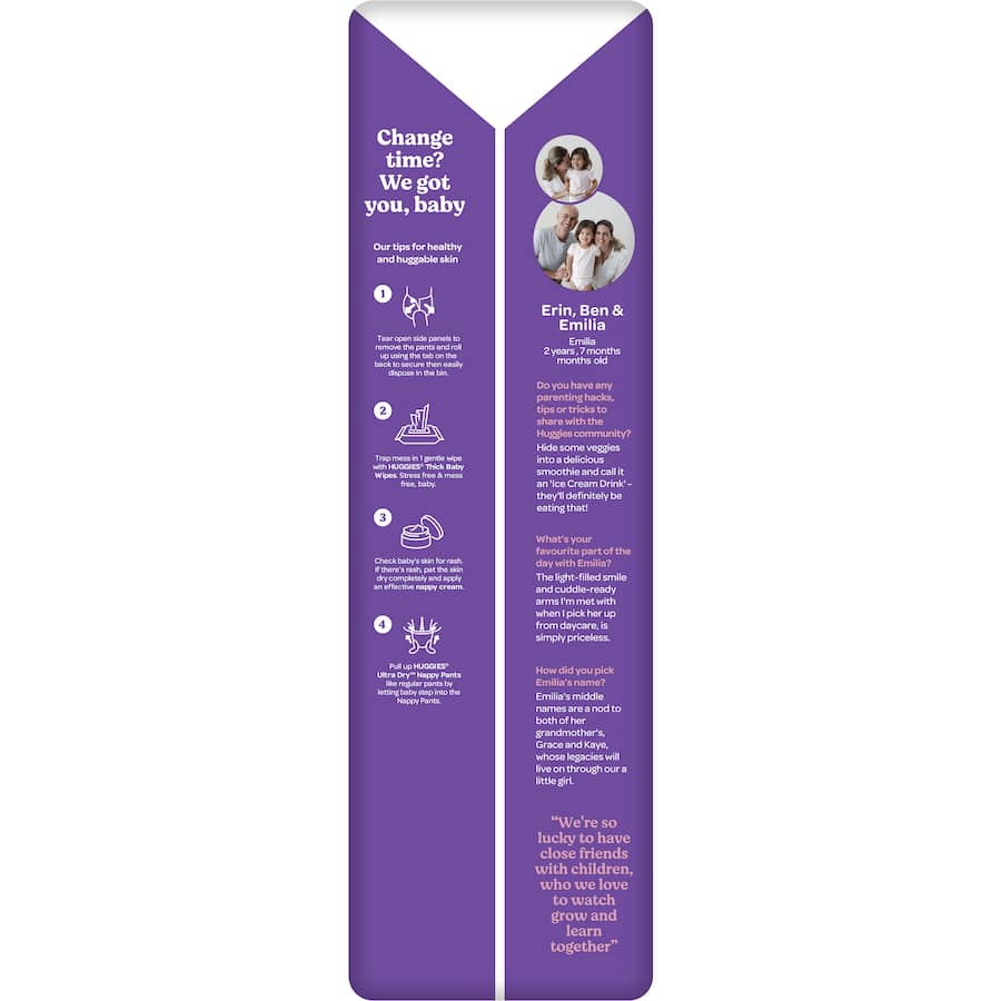 Huggies Ultra Dry Nappy Pants Girls Size 6 (15+ Kg) Jumbo pack 48pack