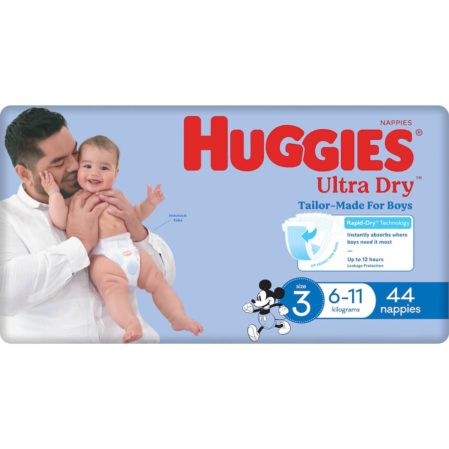 Huggies Ultra Dry Nappies Boys Size 3 (6-11kg) Bulk pack 44pack