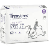 Treasures Dry & Snug Nappies Infant 4-7kg Bulk pack 48pack