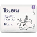 Treasures Dry & Snug Nappies Infant 4-7kg Bulk pack 48pack