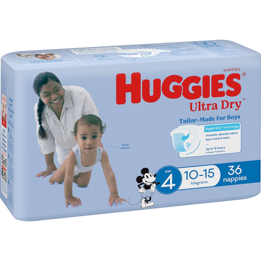 Huggies Ultra Dry Nappies Boys Size 4 (10-15kg) Bulk pack 36pack