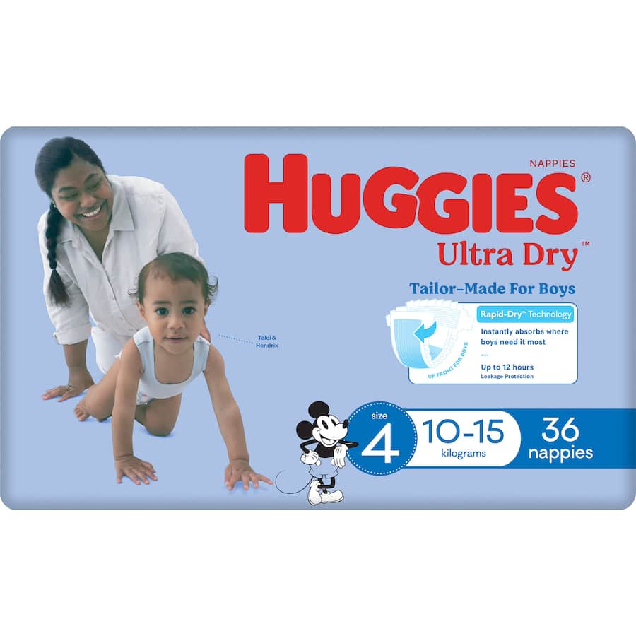 Huggies Ultra Dry Nappies Boys Size 4 (10-15kg) Bulk pack 36pack